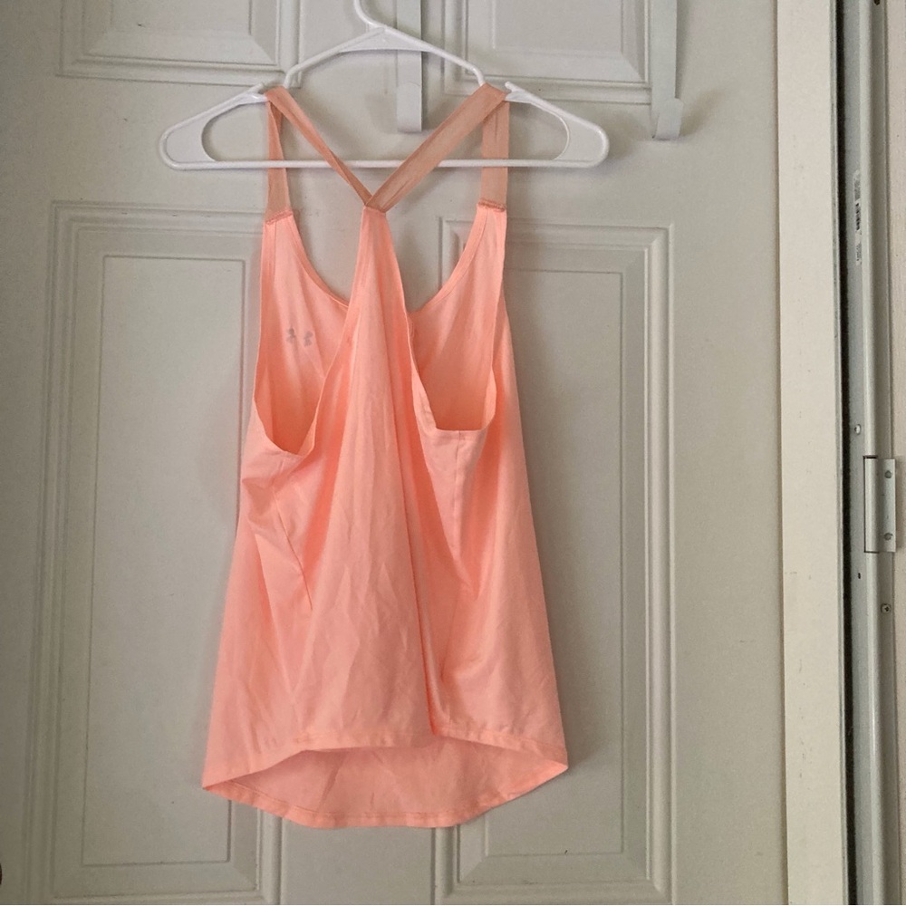 UNDER ARMOUR Heat Gear Loose Fit Lightweight Peach Tank Top Womens Large - Picture 8 of 9